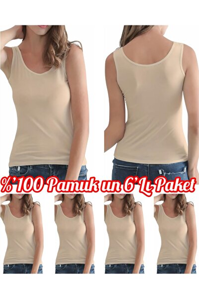 Özten 6-Pack Economical Pack 100% Cotton Ribbed Wide Strap Women's Tank Top Ozt6511