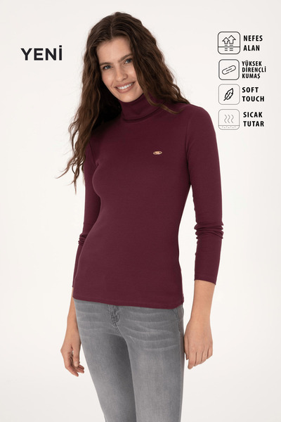 U.S. Polo Assn. Kadın Plum Balıkçı Yaka Sweatshırt