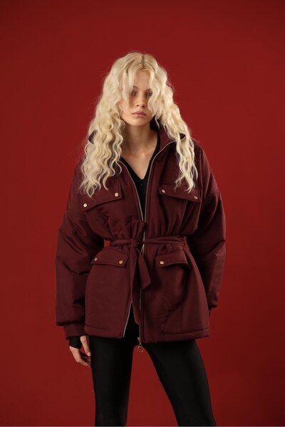 msendam Women's Belted Puffer Jacket