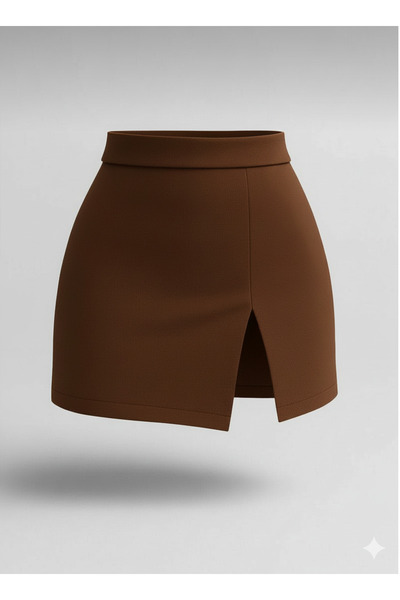 SLAW REZZ Black women's shorts skirt with front slit