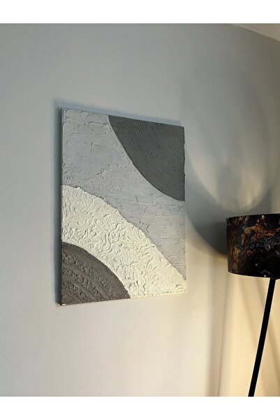 Arties Concept Dokulu Dekoratif Tablo - El Yapımı Modern Tablo - Gri Esintisi