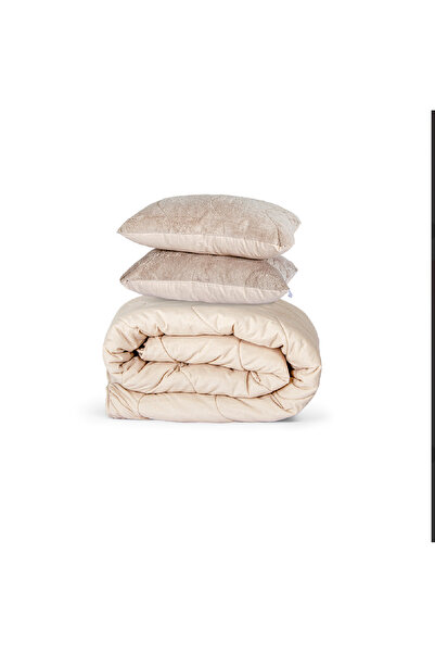 PUFYMAX Welsoft Comforter Set, Double-Sided, Double Set (2 Silicone Pillows and Cases as a Gift) Kapucino