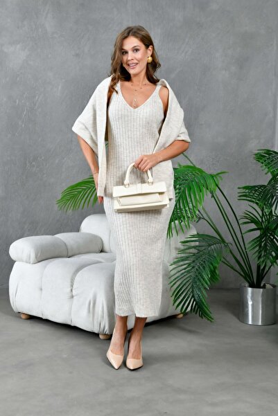 Noi Belis Maxi Boy Oversized Sweater Dress Knitwear Set Aw25El0021