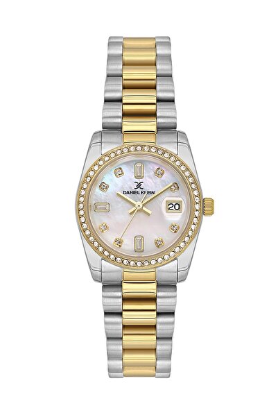 Daniel Klein Gold Silver Color 28 mm Women's Wristwatch and Bracelet