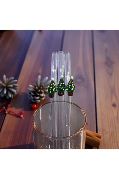 shop 3'lü Murano Cam Pipet - Noel Ağacı