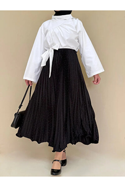 Trend Marfa Six-Layered Pleated Hijab Skirt with Stones