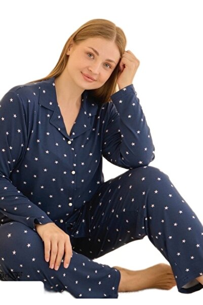 bipamuk Nuvera Front Buttoned Plus Size Women's Pajama Set Soft Stretchy Comfortable Stylish 3Xl–5Xl