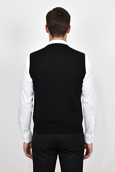 Triko Nehir Men's Buttoned Vest with Pockets Steel Knit Classic Fit Bgl-St04836