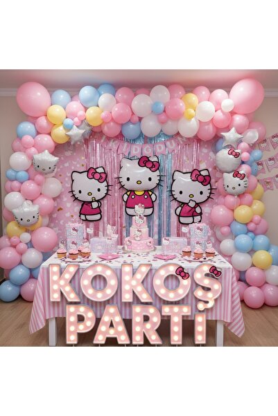 Kokoş Parti Hello Kitty Temalı Doğum Günü Balon Seti 50 Adet – Parti Süsleri