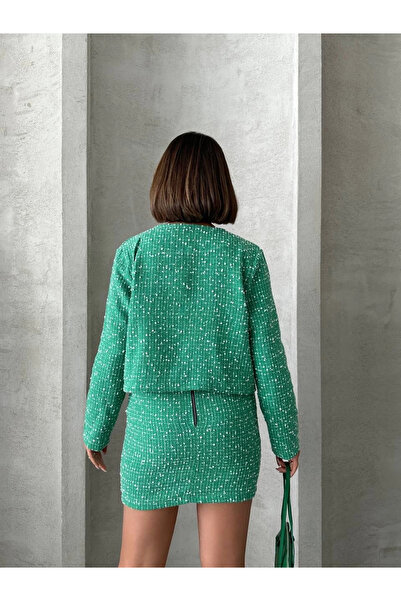 ZENGEZUR MALL Lvsqvr Jacketed Skirt Suit Chl Fabric Green H24443 (231019) (Size: S)