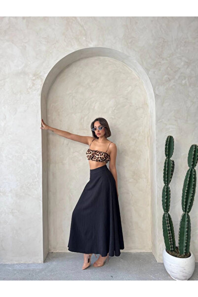 ZENGEZUR MALL Lvsqvr Long Lined Skirt S255043 Black (230051) (Size: S)