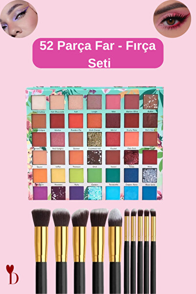 Dami Beauty Sıcak Ve Işıltılı Ton 42'li Far Paleti Siyah Saplı 10'lu Makyaj F...