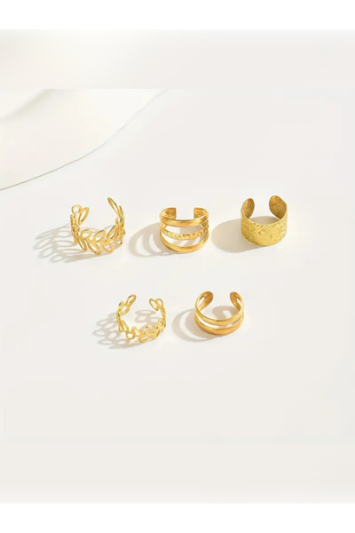 VEO STORE 5 Pieces Minimalist Open Embroidered Ear Cuff Set, Helix Earrings Clip on Ear Jewelry
