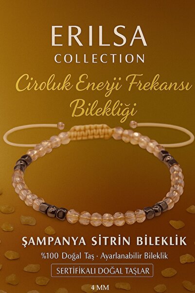 Erilsa سوار تردد الطاقة المعتمد من سيترين الشمبانيا للثراء والازدهار - 4 مم