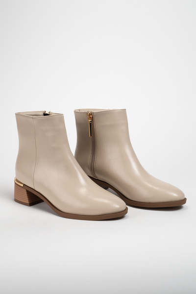 Munshoes Lorie Women's Beige Heeled Boots