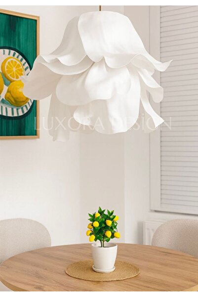 Luxora Beyaz EVA Rüzgar Çiçeği Tasarım Modern Dekoratif Sarkıt Avize