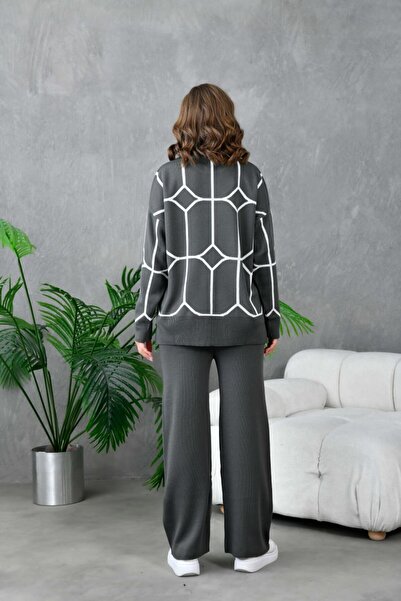 Noi Belis Oversized Ethnic Detailed Sweater Pants Knitwear Bottom-Top Set Aw25Au0035