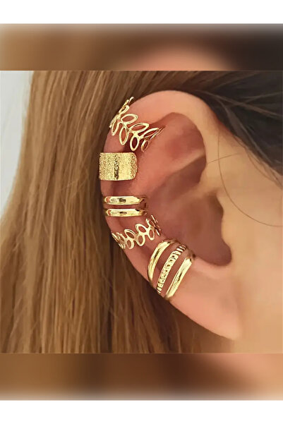 VEO STORE 5 Pieces Minimalist Open Embroidered Ear Cuff Set, Helix Earrings Clip on Ear Jewelry