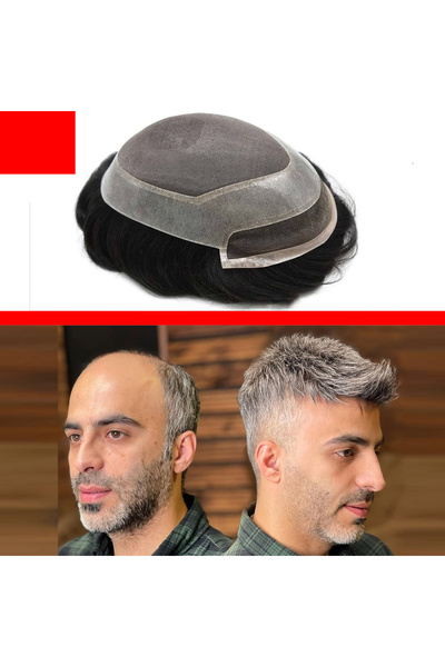 SP sacprotezim yepyeni bir sen Protez Saç Ancora 7x9 renk 1b %50 beyazlı Ince Telli Her Yöne Taranabilen Alt Yapı %100 Insan Saçı