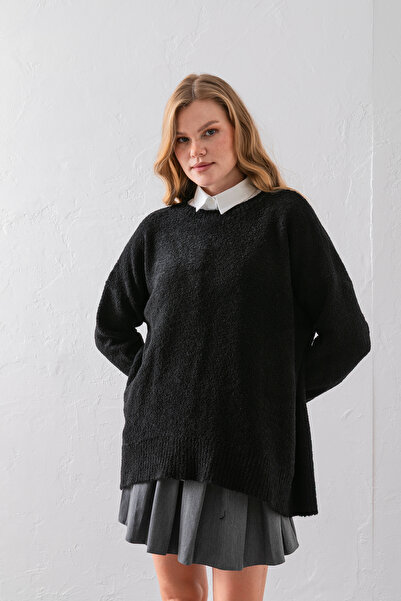 Wega Moda Crew Neck Oversize Boucle Knit Sweater - Comfortable and Stylish | Quality Knitwear | Trend Sweater