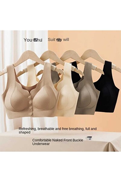 pae Bra with Front Snap Fasteners, Thick Straps, Stitch-Free Non-Marking, Comfortable, Everyday, Modern Ghost Laser Bra