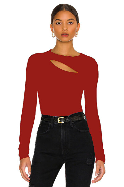 AFR CLOTHES Women's Low-Cut Double Layer Jersey Fabric Long Sleeve Blouse