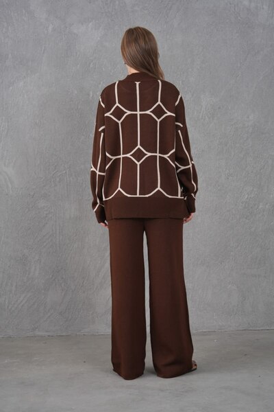 Noi Belis Oversized Ethnic Detailed Sweater Pants Knitwear Bottom-Top Set Aw25Au0035