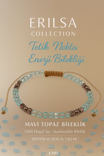 Erilsa سوار توازن الطاقة المعتمد من تيتيك بوينت - حجر التوباز الأزرق تيراهيرت...