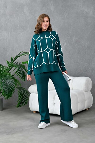 Noi Belis Oversized Ethnic Detailed Sweater Pants Knitwear Bottom-Top Set Aw25Au0035