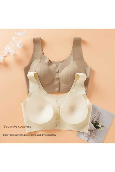 pae Bra with Front Snap Fasteners, Thick Straps, Stitch-Free Non-Marking, Comfortable, Everyday, Modern Ghost Laser Bra