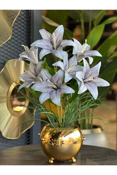 TASARIMHMODA Yapay Lilyumlu Gold Vazo No:4