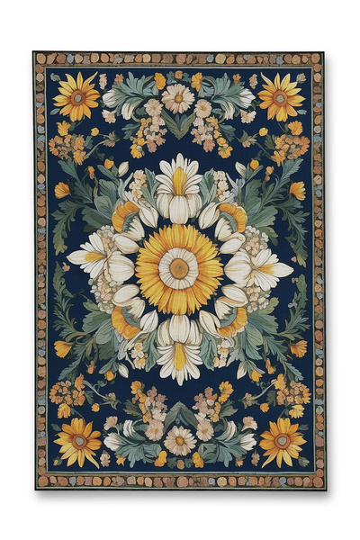 Rugs Modern Halı MOSSO Μπλε Μωβ Αποχρώσεις Έθνικ Λουλούδια με Σχέδιο Υφαντή Β...