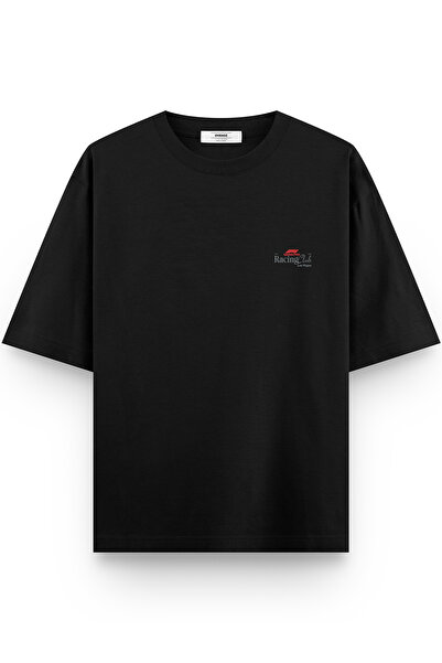 Overoz Formula 1 Grand Prix Las Vegas Racing Club Back Printed Semi Oversized Black Tshirt 1412