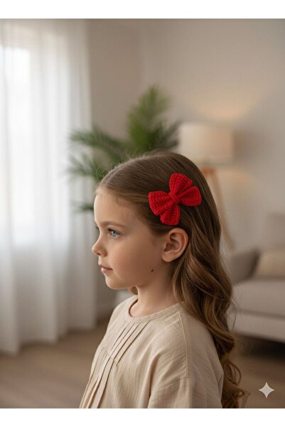 ELF TOYS Bow Red Knitting Buckle 1 Pair