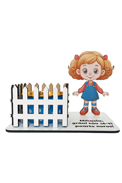 CREATIV LMS Wheat holder – little girl drawing + white fence, 10 cm