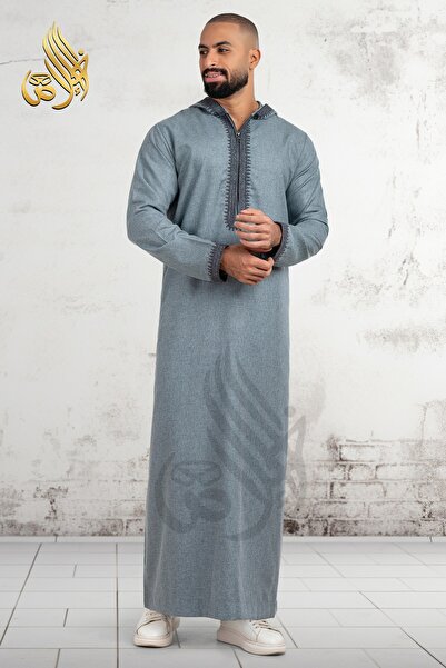 Genrics جلابية رجالى تصميم مغربى مصنوعة من قماش الكتان عالى الجوده