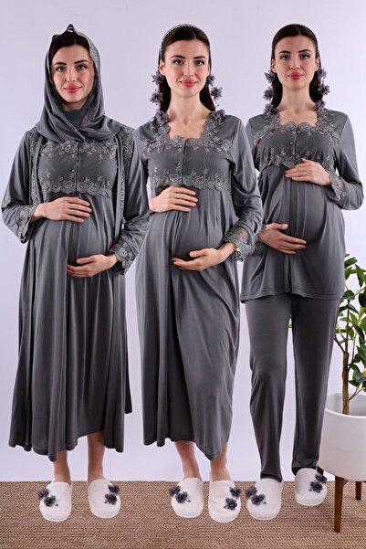 ByLohusa طقم الأمومة للحوامل من إيفورت مع حجاب مدخن