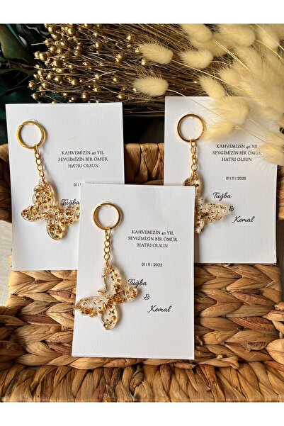 cev den store Epoksi Kelebek Anahtarlık Söz Nişan Düğün Nikah Doğum Günü Hedi...