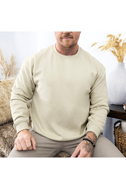 DD Secret Men's regular fit simple beige sweatshirt