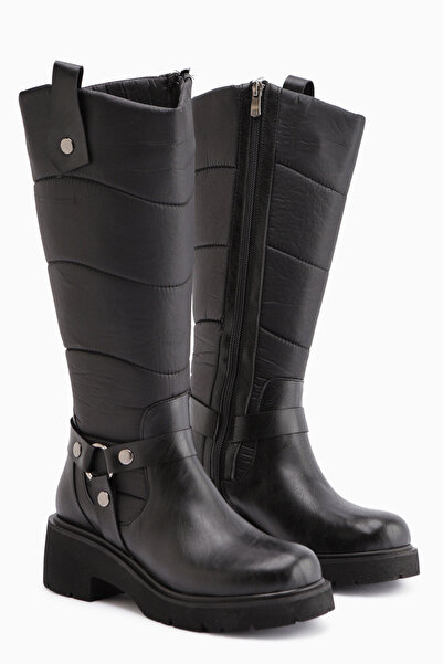 Limoya Katrin Women's Biker Boots with Black Metal Buckle