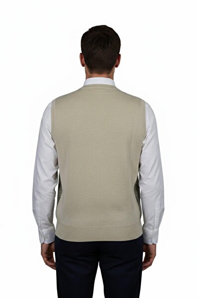 Triko Nehir Men's Buttoned Vest with Pockets Steel Knit Classic Fit Bgl-St04835