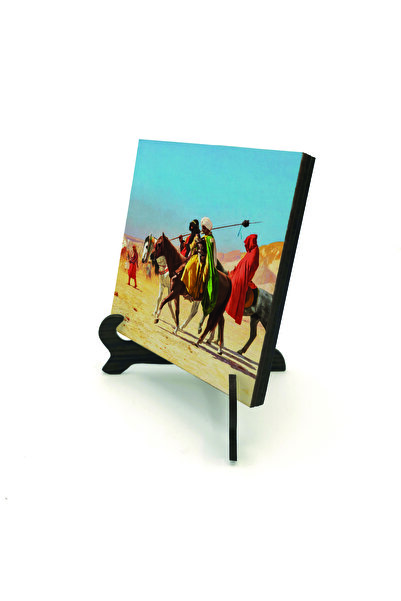 Sadrazam لوحة الخيول في الصحراء مطبوع لوحة خشبية MDF 10سم × 10سم |   ك آر تي-135