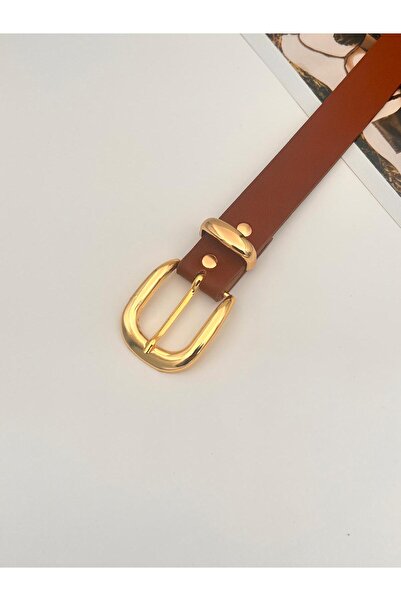 Mynoa Tan/Gold Bridge Buckle Women's Belt, Jacket Belt, Trouser Belt.