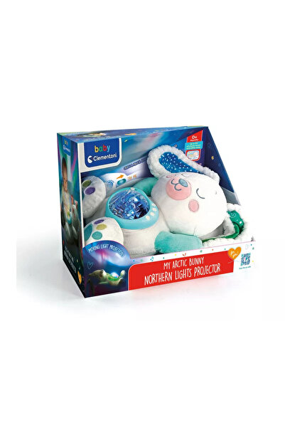 Animals Iepure White Jucărie de pluș cu lumină de noapte, proiector Clementoni