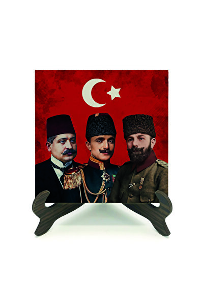Sadrazam Three Pashas: Talat Pasha, Enver Pasha, Cemal Pasha Printed Mdf Tabletop 10cm X 10cm |   1G-3Paşalar