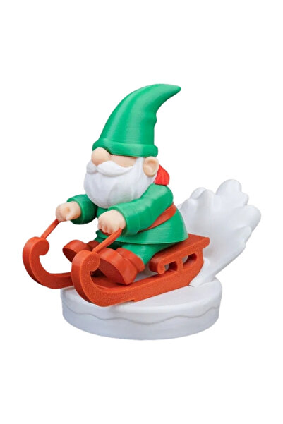 3dprototürk Kızaklı Cüce Noel Baba Figürü - Kış Temalı Masaüstü Biblo - 3D Ba...