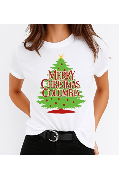 OEM 100% Cotton T-shirt Merry Christmas Columbia