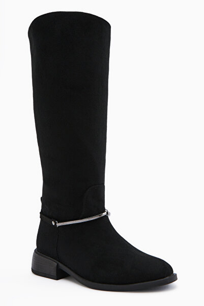 Limoya Zeina Black Suede Buckle Women's Boots