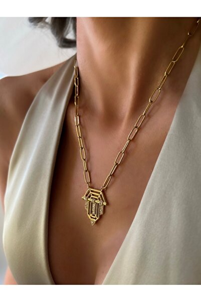 HOSBUTIK قلادة من الفولاذ الذهبي 316 مقاومة للتشوه