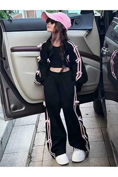 STELLA BUTİK Girl's Tracksuit Set Stretch Fabric 2-Thread